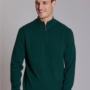 Tyler Böe Men's 100% cashmere half zip deep orange sweater